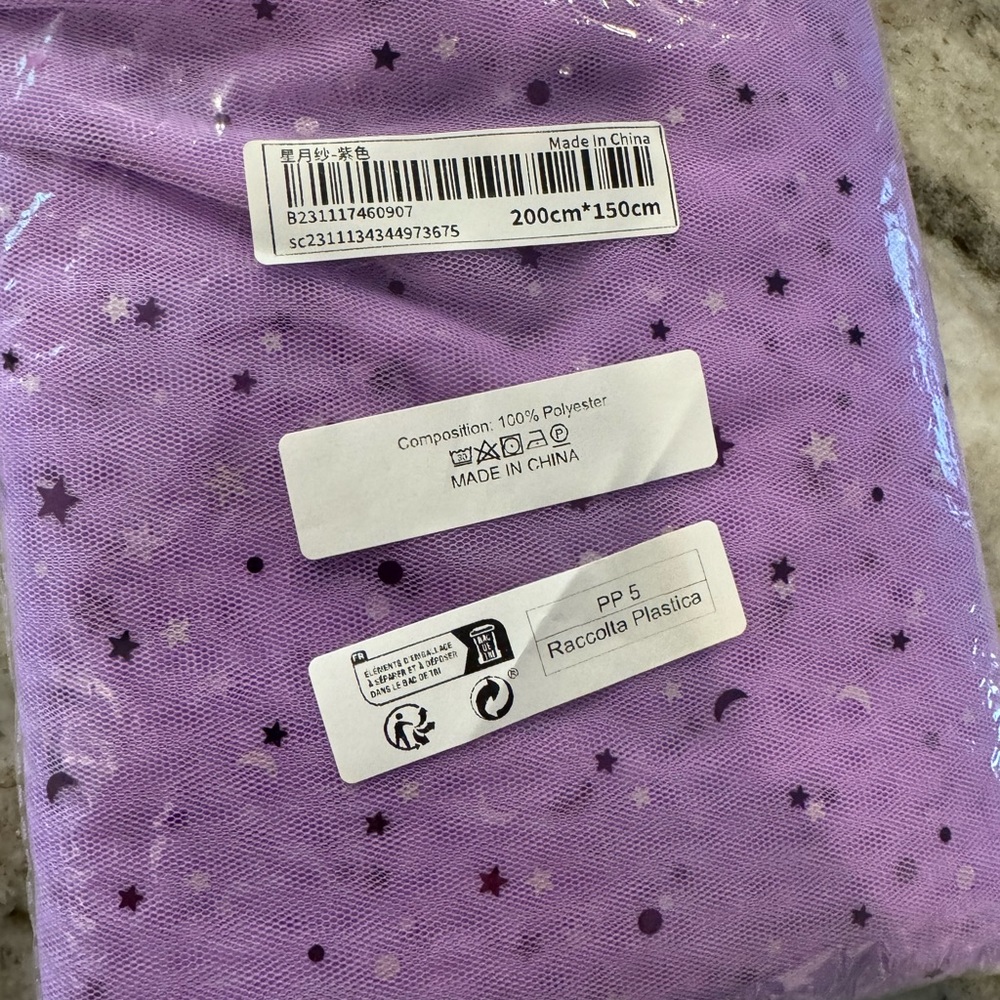Purple Lavender Moon and Stars Tulle Fabric